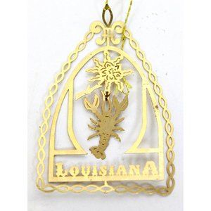 Louisiana Lobster Gold Brass Ornament Hanging Christmas Laser Cut Crawfish Bayou
